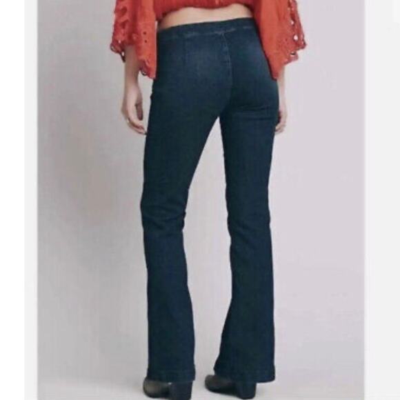 Free People Low Rise Split Hem Y2K Boho Coastal Cowgirl Pull On Flared Jeans 28 - Picture 2 of 14